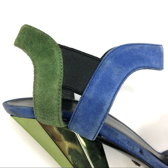 Gucci green blue suede prism heels authentic 36.5 - Picture 13 of 16